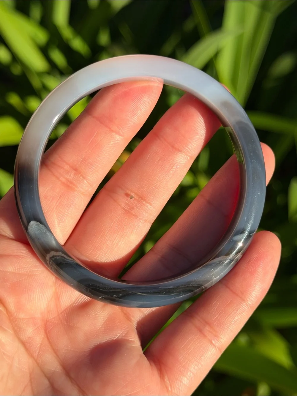 59mm Inner Diameter Slim Black White Agate Bangle 2007